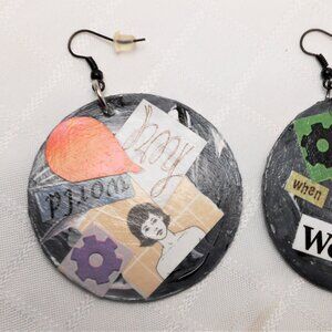 Handmade collages on earrings no2